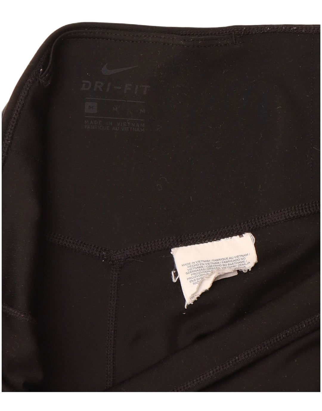 NIKE Womens Dri Fit Graphic Crop Leggings UK 14 Medium Black