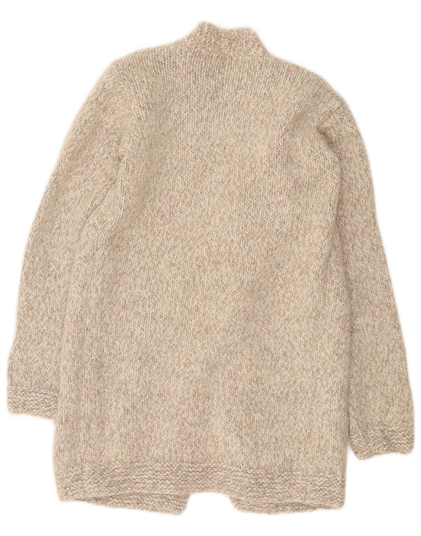 Pulover cardigan deschis cu paragate vintage pentru femei UK 8 mic bej cu pete
