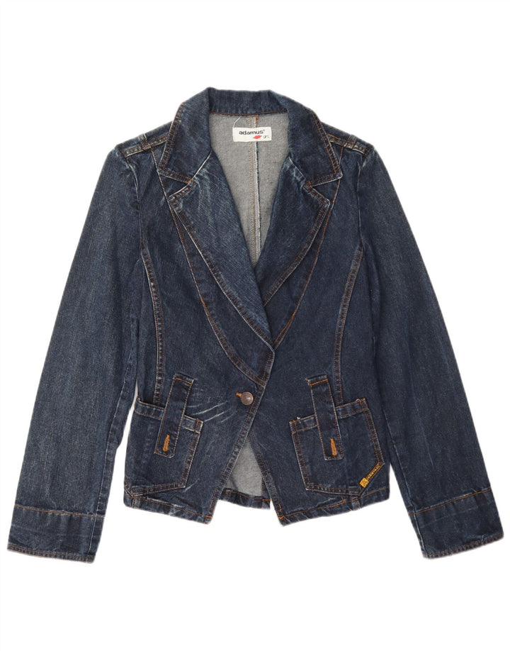 Jachetă vintage pentru femei din denim cu 1 nasture, UK 10, albastru mic