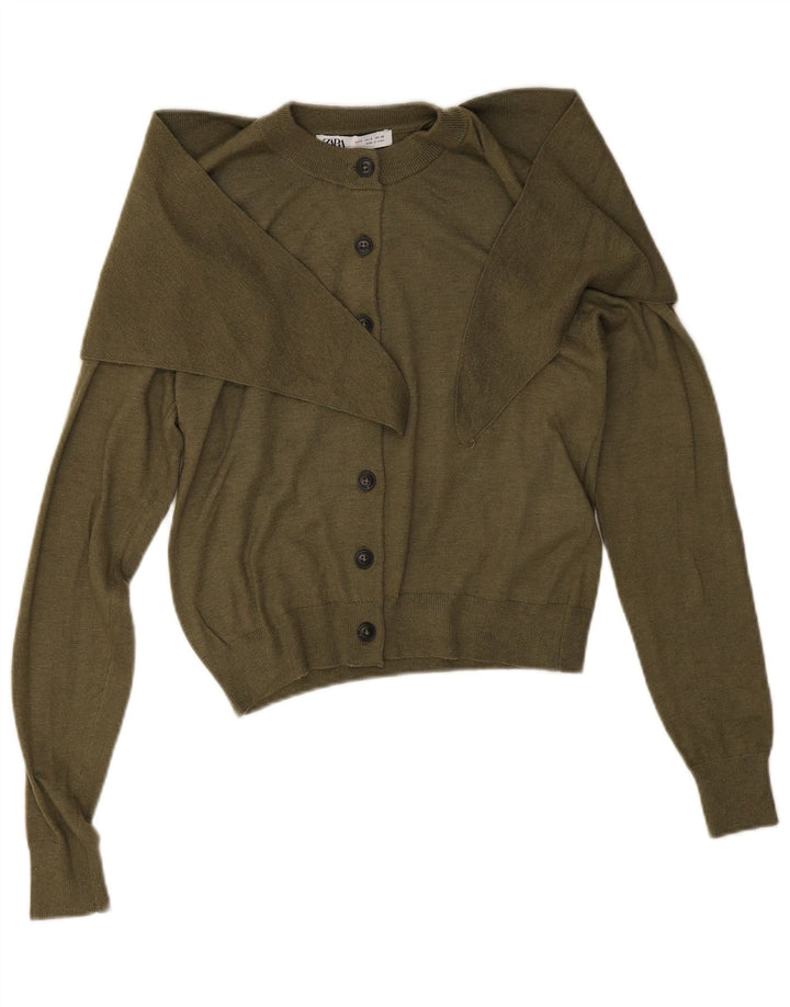 Pulover cardigan pentru femei Zara UK 10 Mic Kaki Poliamidă
