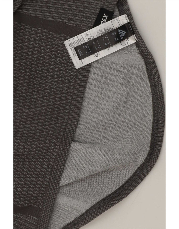 Adidas Terrex Graphic Top cu mânecă lungă, gri mediu, poliester geometric