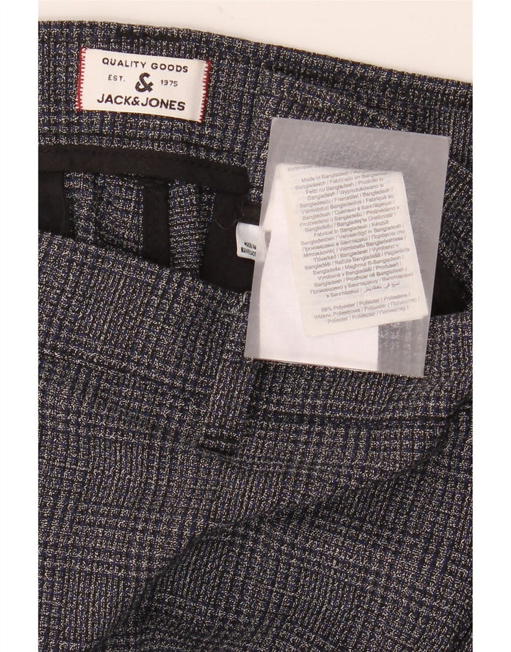 Pantaloni Jack & Jones Marco Slim Chino pentru bărbați L36 L32 Poliester cu carouri gri
