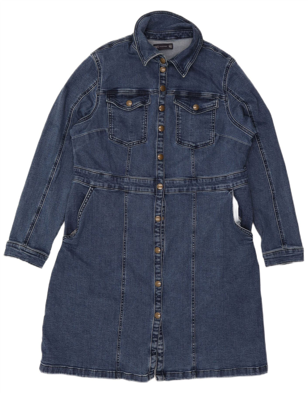 MARKS & SPENCER Rochie cămașă din denim pentru femei UK 18 XL Bumbac albastru