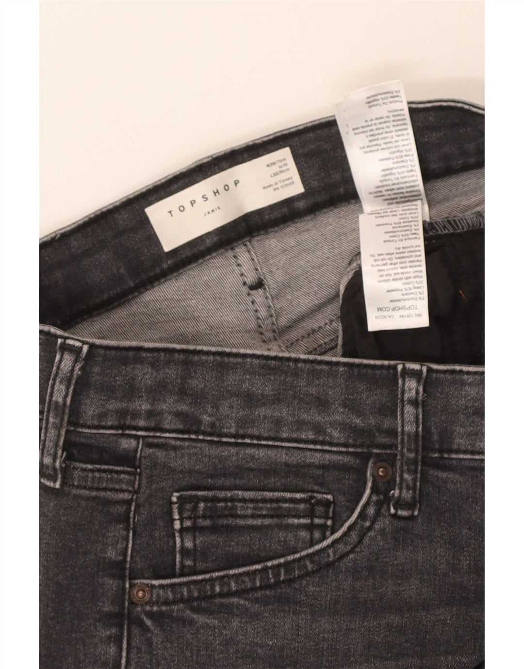 Topshop blugi Jamie skinny pentru femei W28 L27 poliester gri