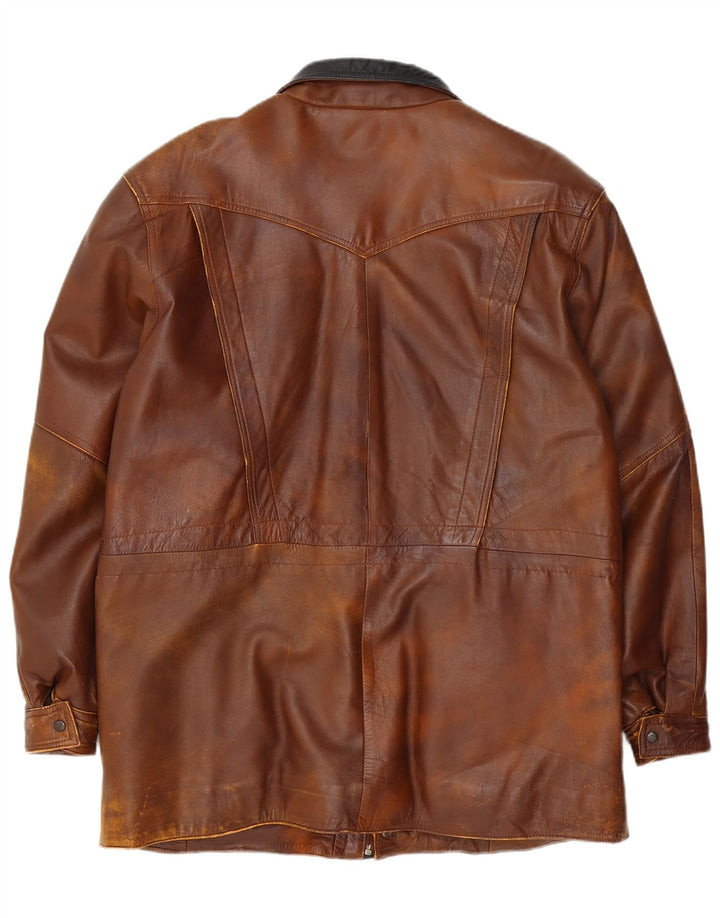 Jachetă de piele vintage pentru bărbați UK 42 XL maro
