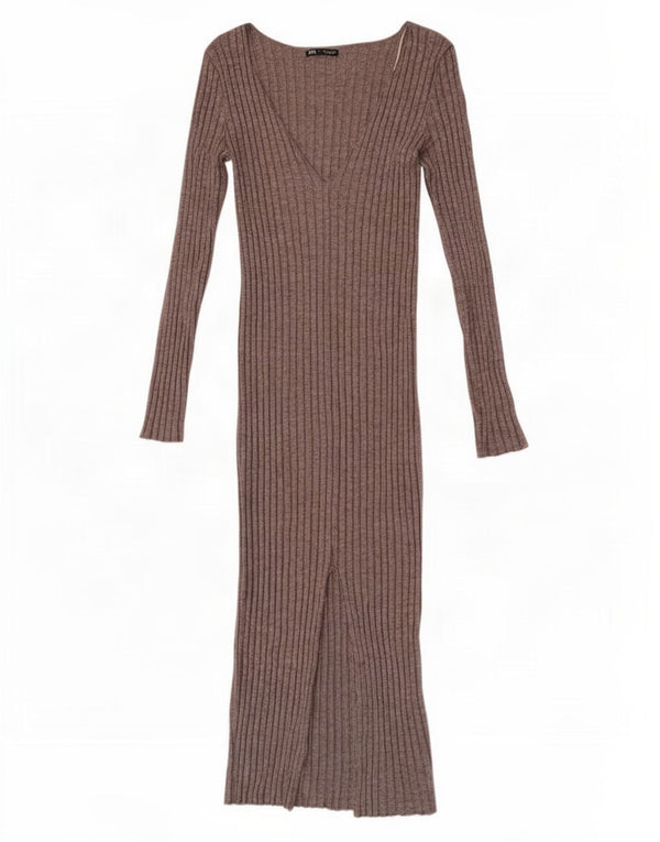 Rochie pulover cu mânecă lungă pentru femei Zara UK 14 mare, gri, viscoză