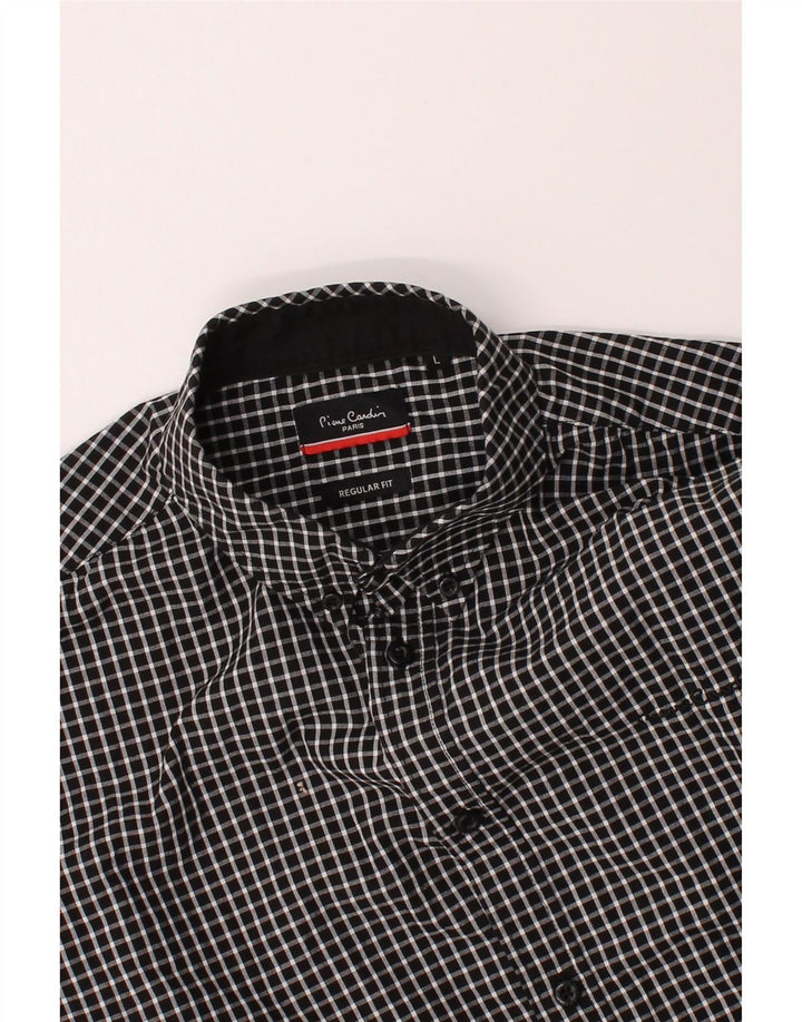 PIERRE CARDIN Mens Regular Fit Shirt Large Black Check Vintage Pierre Cardin and Second-Hand Pierre Cardin from Messina Hembry 