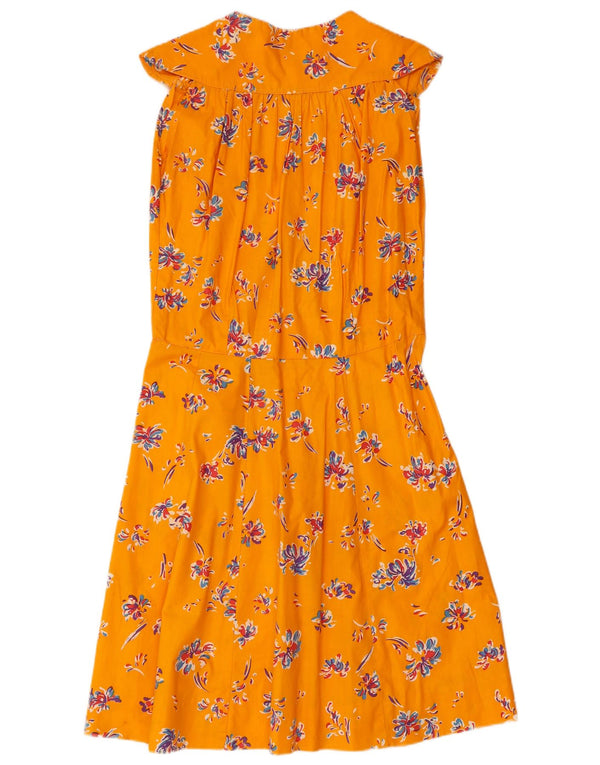 Rochie de soare vintage fără mâneci pentru femei UK 10 mic, galben, floral