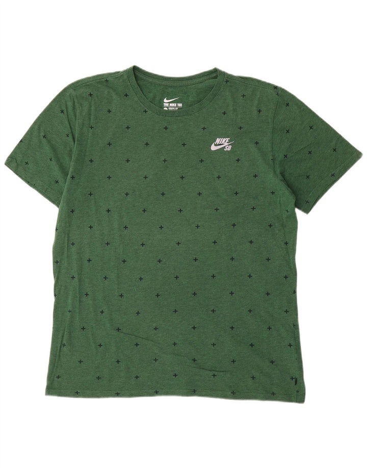 Tricou Nike pentru bărbați, cu tăietură atletică, cu model abstract, top mare din bumbac verde