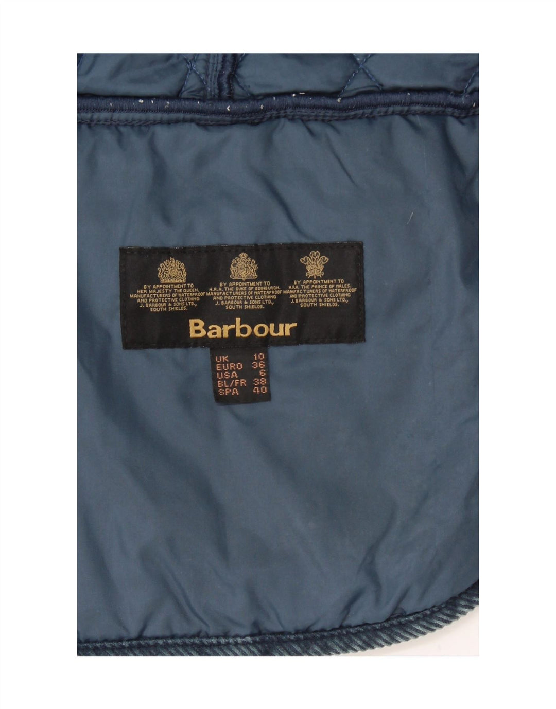 BARBOUR Womens Quilted Jacket UK 10 Small Blue Vintage Barbour and Second-Hand Barbour from Messina Hembry 