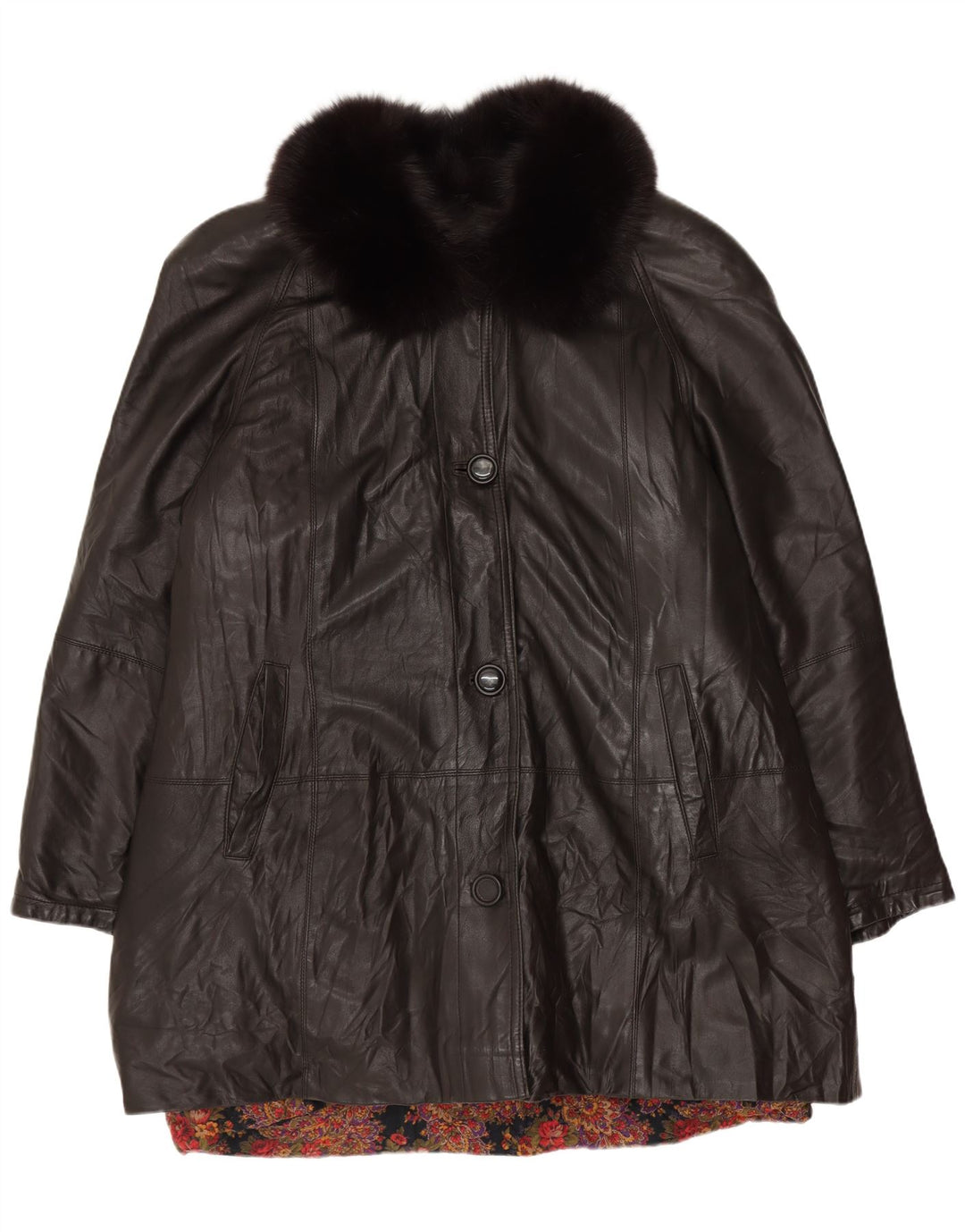 Palton din piele pentru femei VINTAGE UK 18 XL din piele neagră