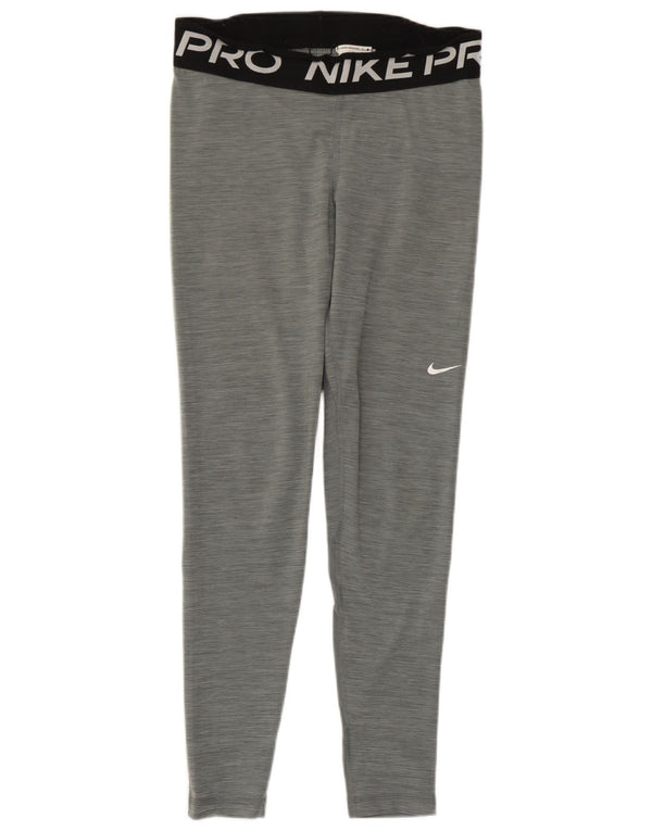 Leggings cu grafice Nike Dri Fit pentru femei UK 12 Gri mediu Colorblock