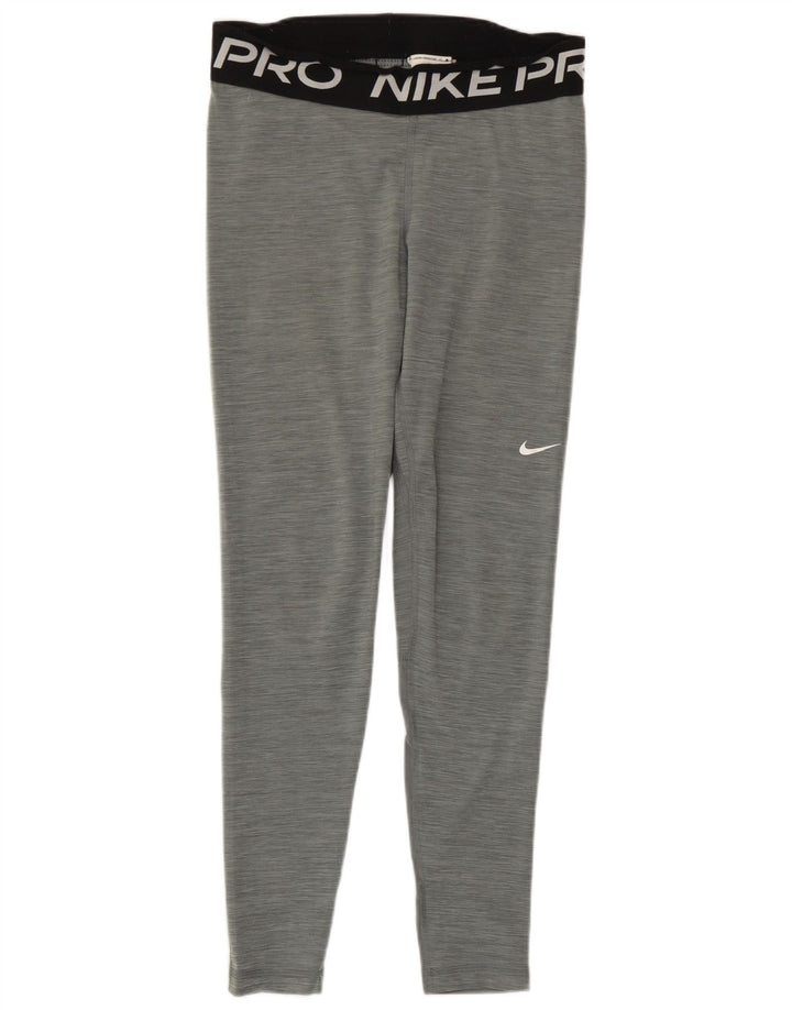 Leggings cu grafice Nike Dri Fit pentru femei UK 12 Gri mediu Colorblock
