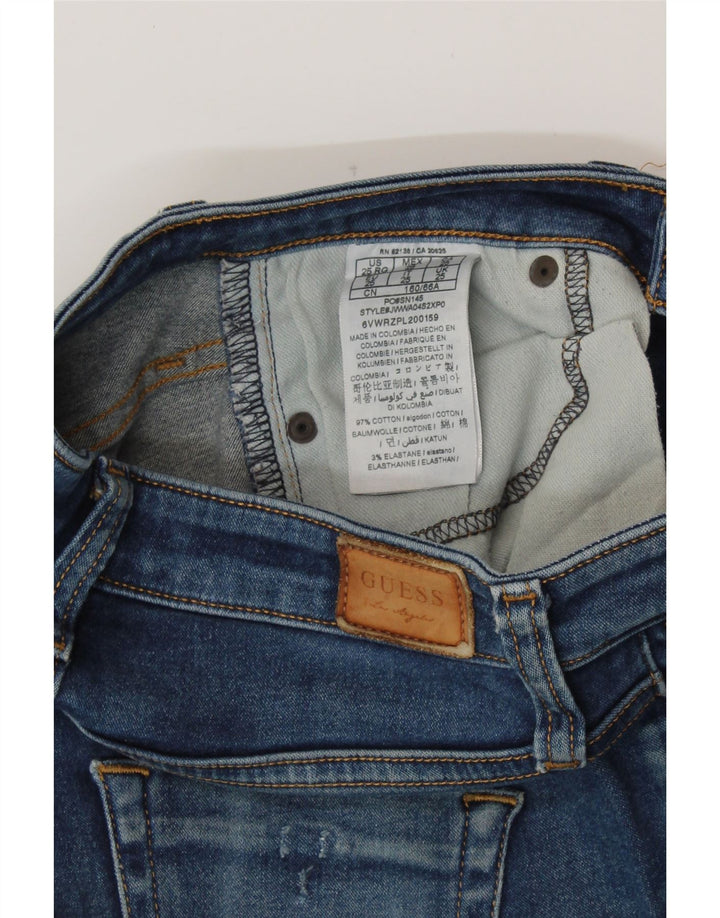 Blugi slim pentru femei GUESS L25 L27 bumbac albastru