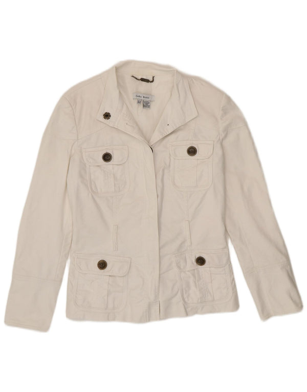 Zara Womens Utility Blazer Jacket UK 12 Medium White Cotton