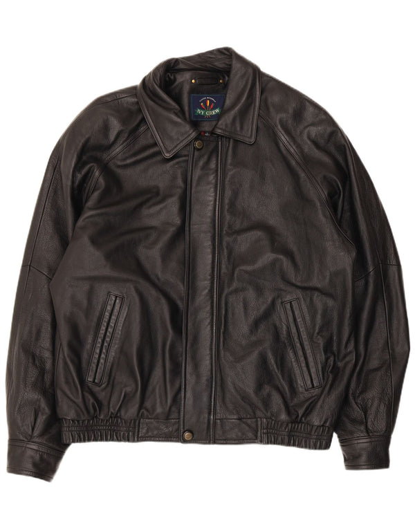 Jachetă de piele pentru bărbați Ivy Crew UK 40 Large Black