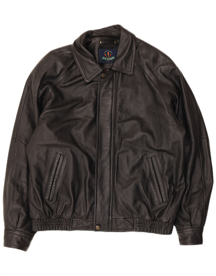 Jachetă de piele pentru bărbați Ivy Crew UK 40 Large Black