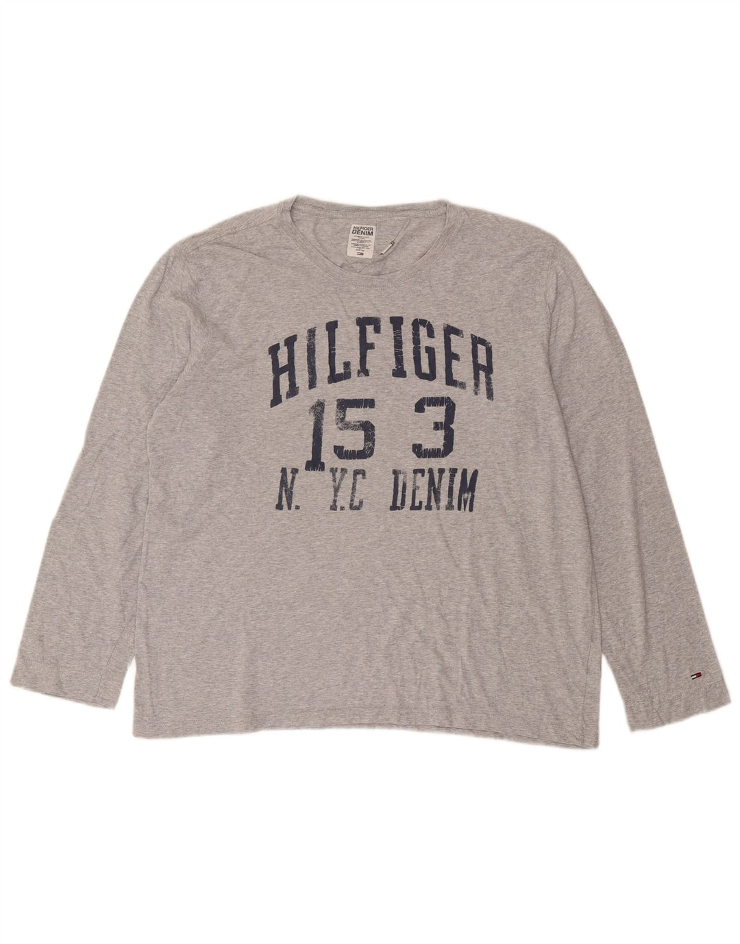 Top grafic pentru bărbați Tommy Hilfiger cu mânecă lungă XL, bumbac gri