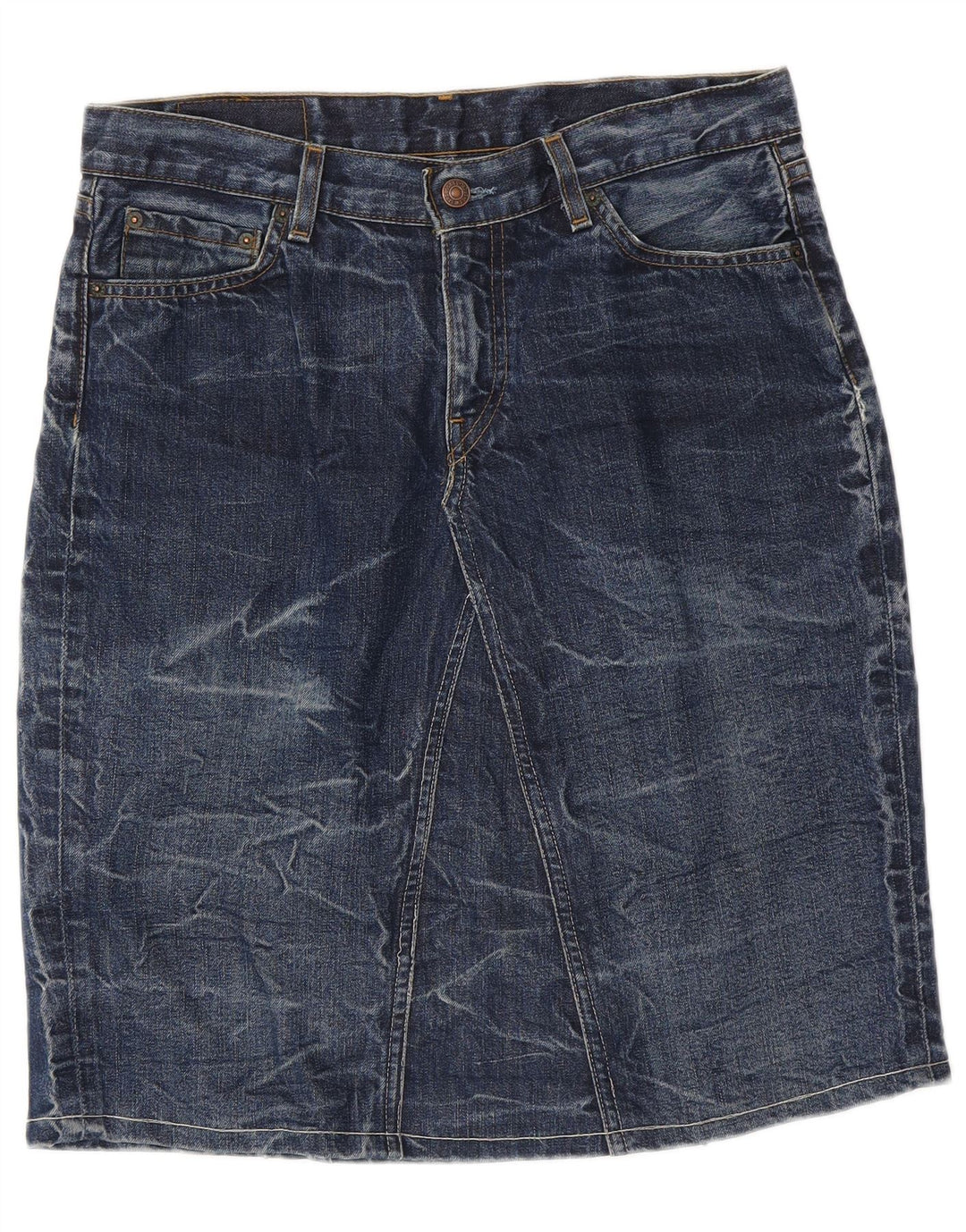 Fusta de blugi pentru femei LEVI'S W31 bumbac bleumarin mediu