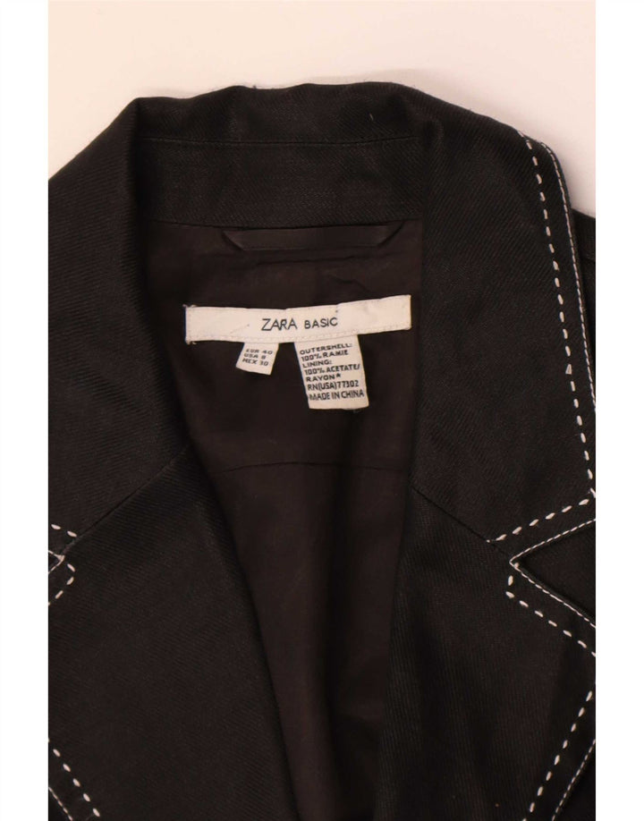 Jachetă Blazer Femei Zara cu 2 nasturi EU 40 Medium Black Ramie