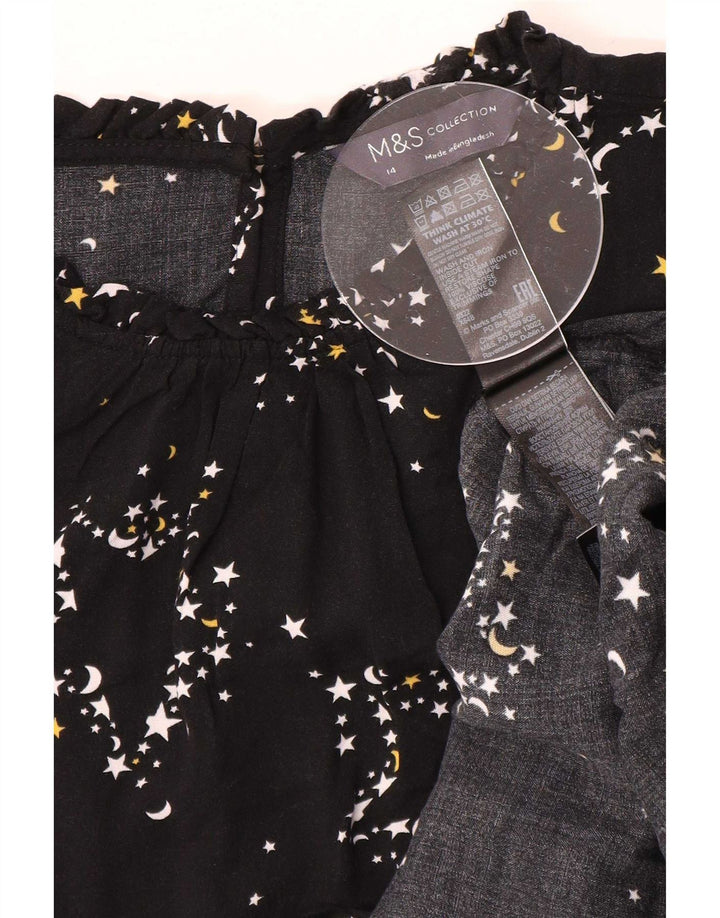 Bluză pentru femei Marks & Spencer, cu model abstract, UK 14, mare, negru
