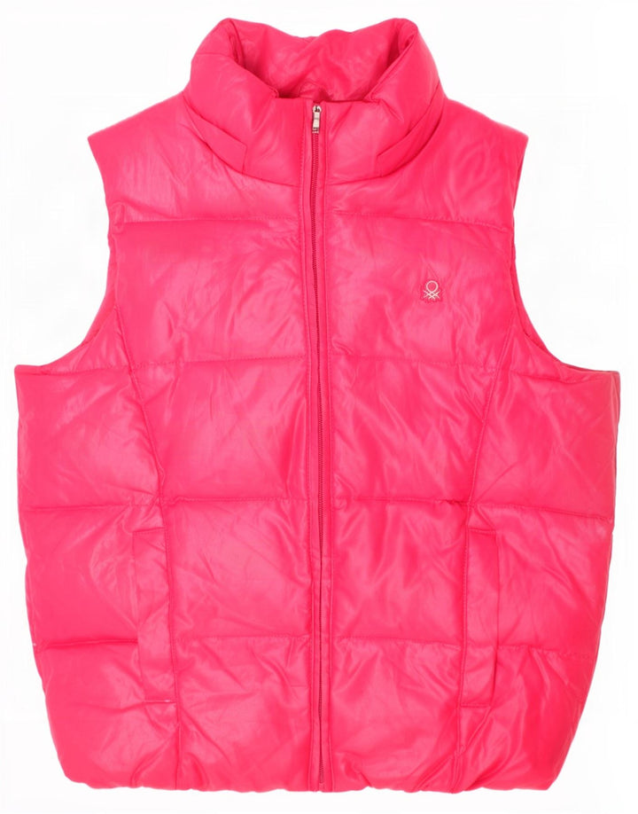 Gilet căptușit pentru fete Benetton 8-9 ani, mare, roz, poliester
