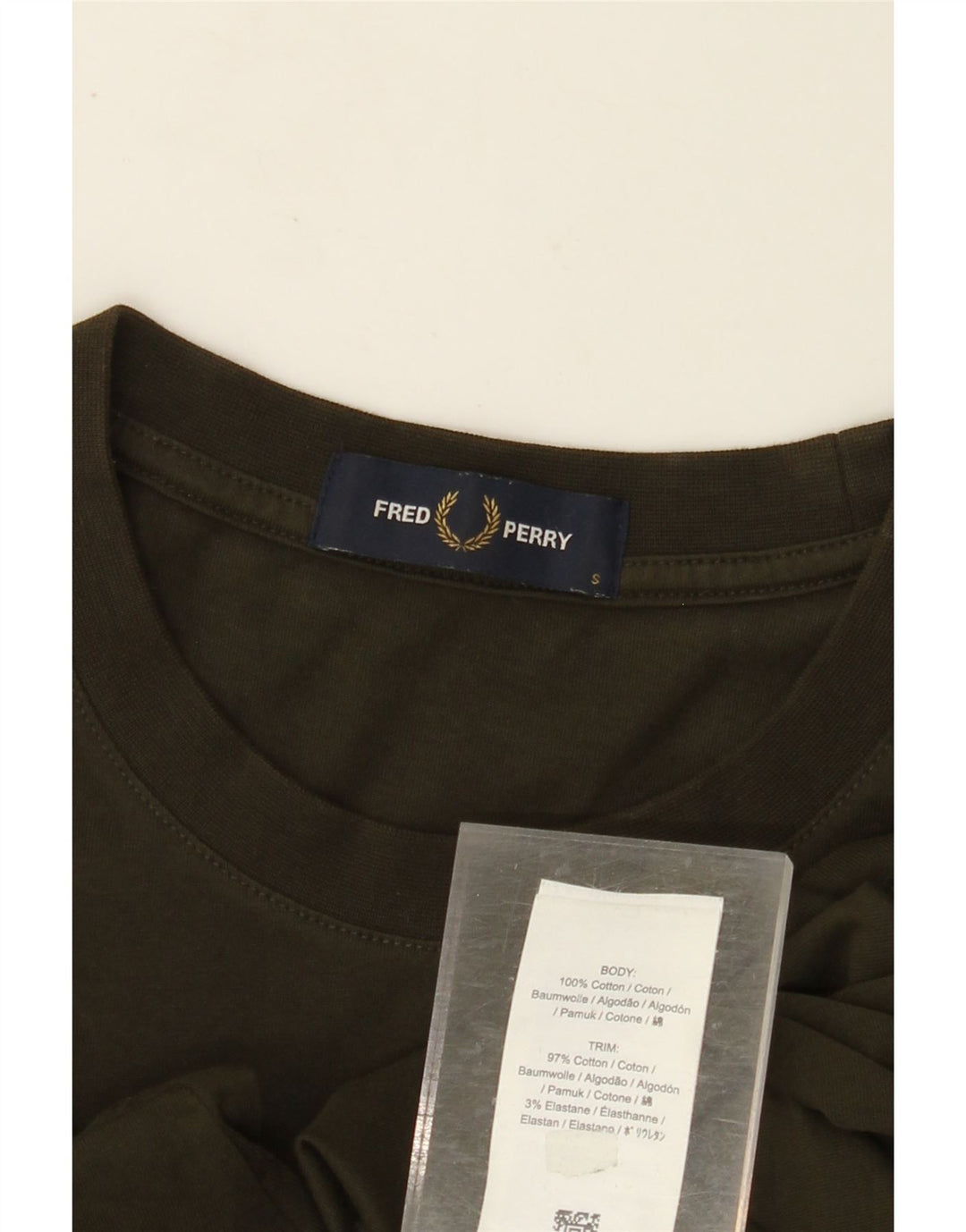 FRED PERRY Tricou grafic pentru bărbați Top mic din bumbac kaki