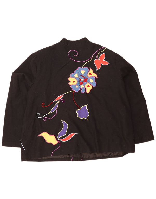 Jachetă pentru femei Indigo Moon supradimensionată cu 5 nasturi UK 20 2XL Negru Floral