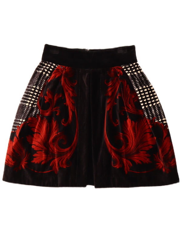 BYBLOS Fustă în formă de A din catifea pentru femei IT 42 Medium W28 Bumbac floral negru