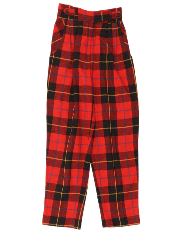 Pantaloni casual de damă vintage cu talie înaltă IT 44 Medium W30 L30 Red Check