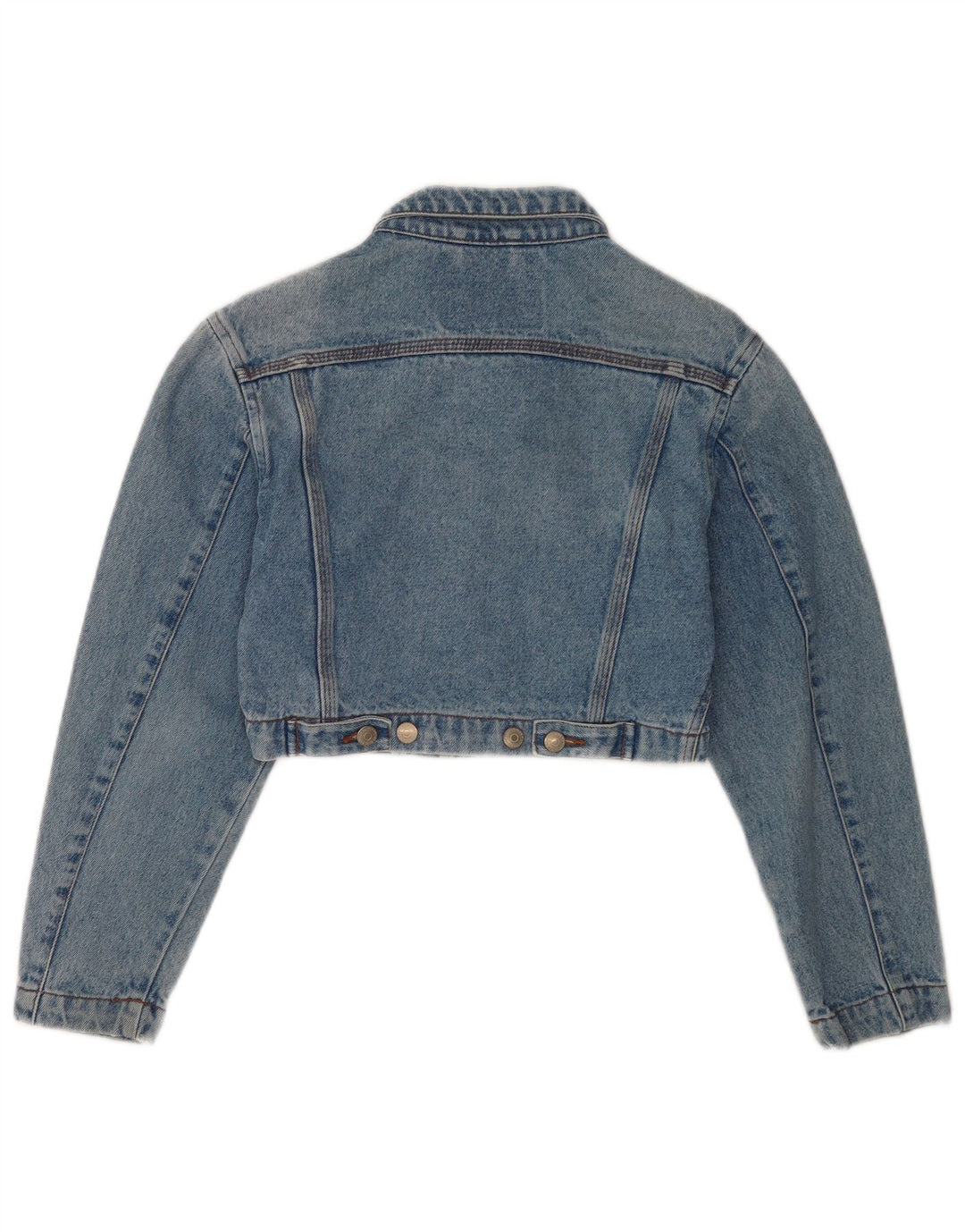 Jachetă de denim crop vintage pentru femei UK 10 mic, albastru, bumbac