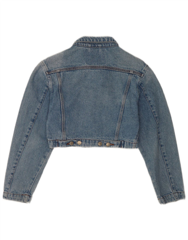 Jachetă de denim crop vintage pentru femei UK 10 mic, albastru, bumbac