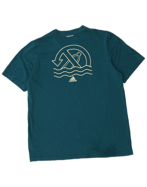 Tricou cu grafică Adidas Aeroready pentru bărbați Top din bumbac verde mediu
