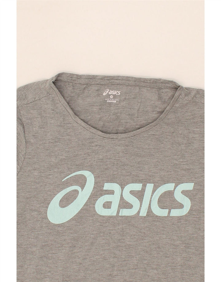 ASICS Womens Graphic T-Shirt Top UK 12 Medium Grey Cotton Vintage Asics and Second-Hand Asics from Messina Hembry 