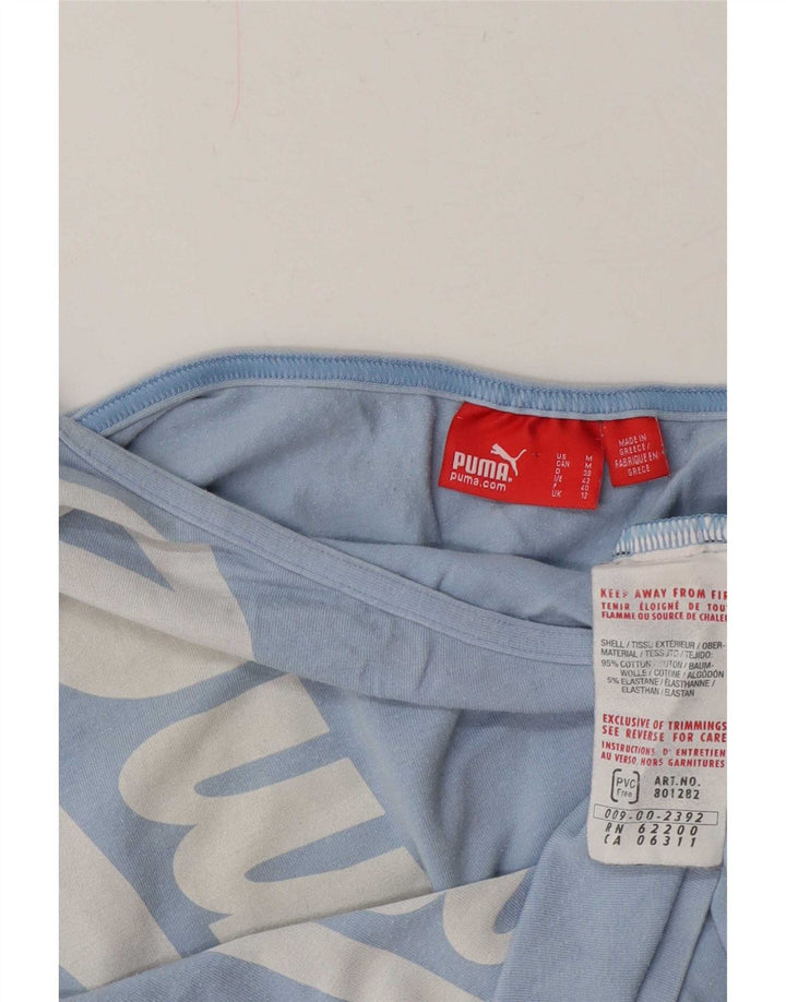 Puma Womens Graphic One Shoulder Top UK 12 Medium Blue Bumbac