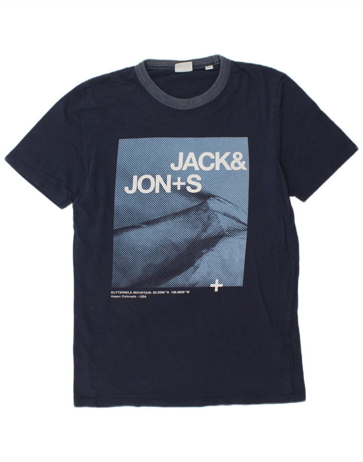JACK & JONES Tricou grafic pentru bărbați Top mediu din bumbac bleumarin