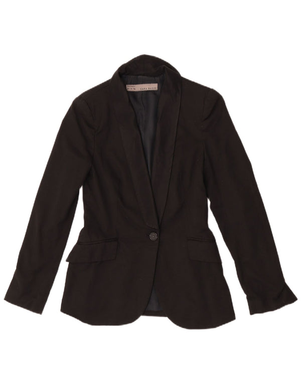 Sacou blazer pentru femei Zara, cu 1 nasture, UK 10, poliester negru mic