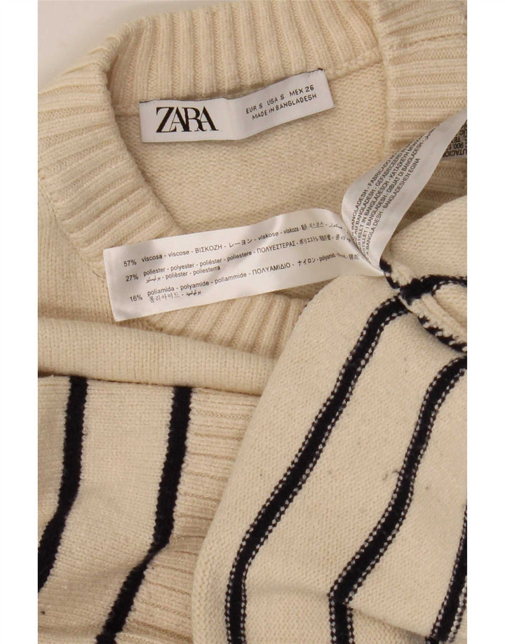 Pulover supradimensionat pentru femei Zara, cu decolteu triplu, cu dungi albe mici, UK 10