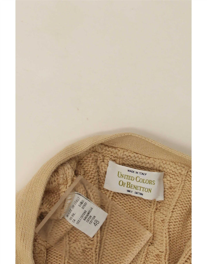 Pulover cardigan pentru bărbați Benetton IT 48 bumbac mediu bej