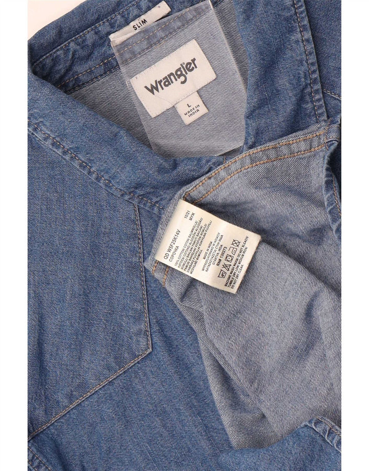 Cămașă din blugi pentru bărbați Wrangler, mare, albastru, bumbac