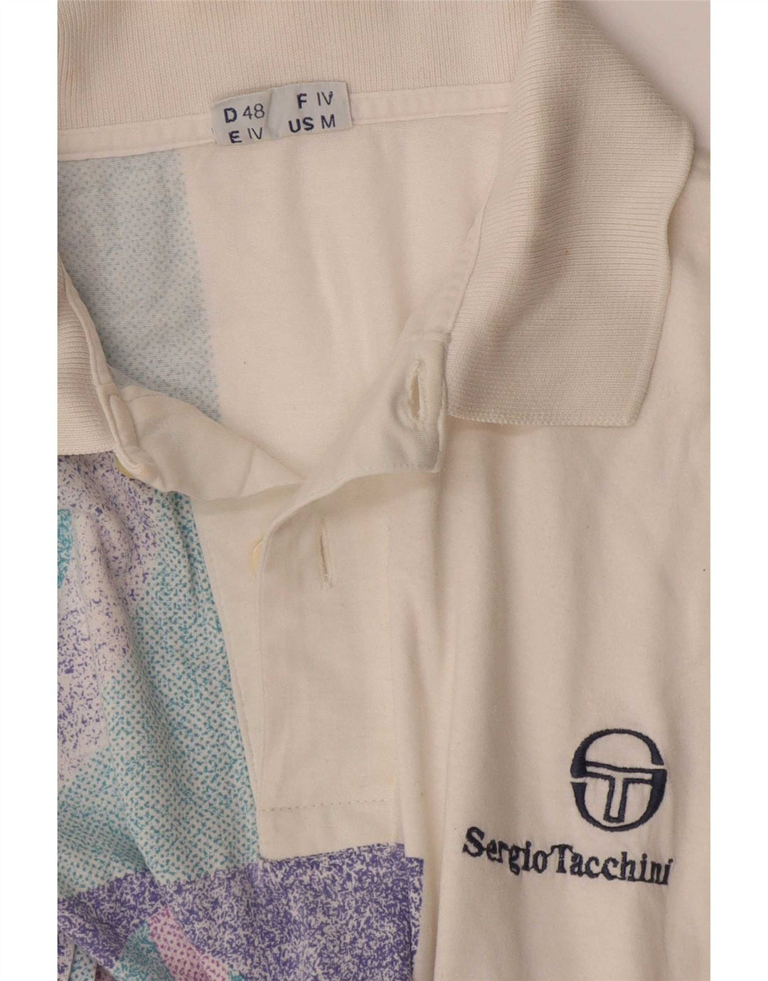 Tricou polo Sergio Tacchini pentru bărbați alb mediu geometric