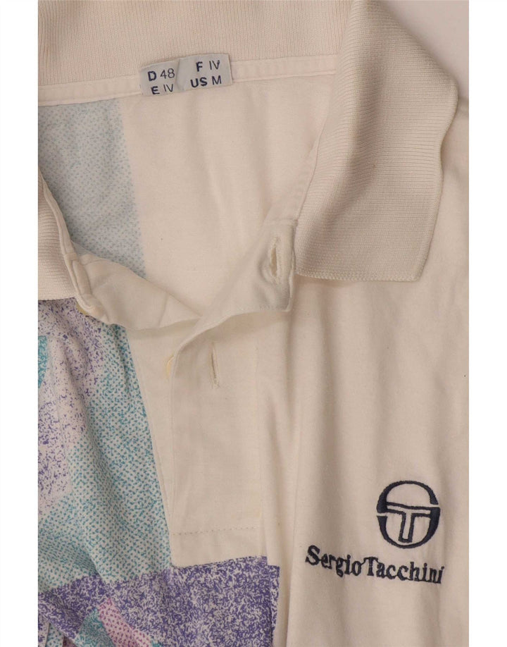 Tricou polo Sergio Tacchini pentru bărbați alb mediu geometric