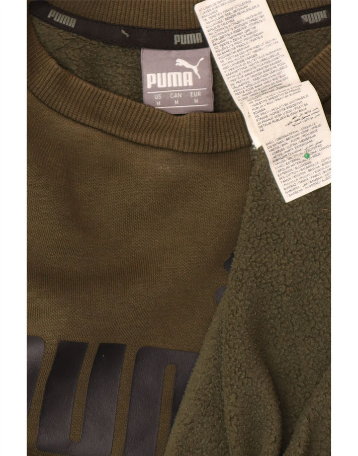 Pulover grafic pentru bărbați Puma, bumbac mediu kaki