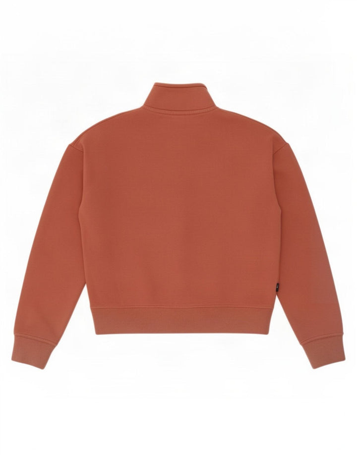Pulover Superdry pentru femei, crop supradimensionat, cu fermoar și gât, UK 8, maro mic