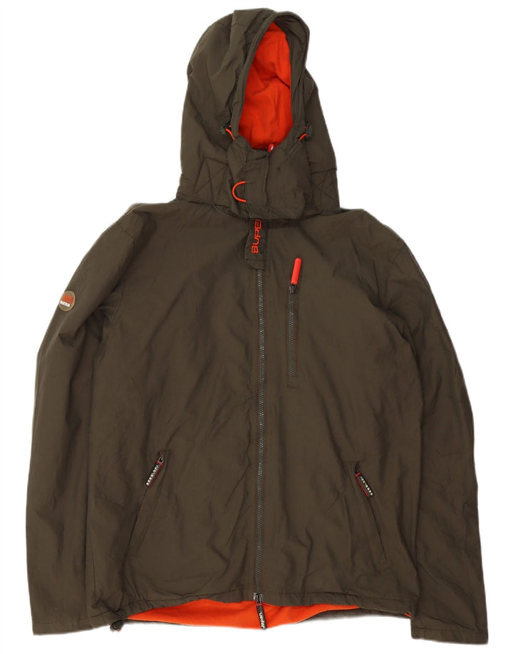 SUPERDRY Mens The Windhiker Hooded Windbreaker Jacket UK 42 XL Khaki Nylon Vintage Superdry and Second-Hand Superdry from Messina Hembry 