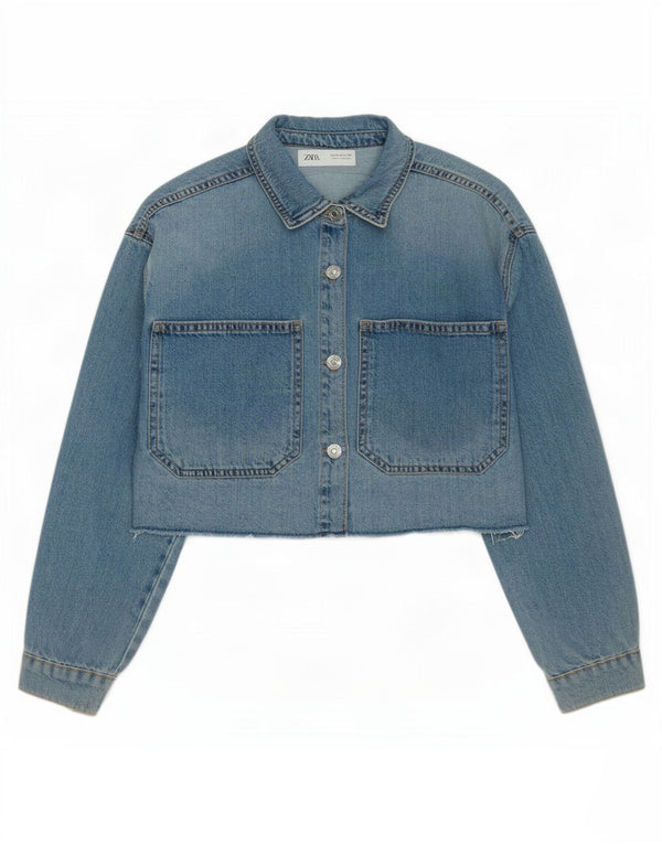 Jachetă Denim Crop Zara Fete 11-12 Ani Bumbac Albastru