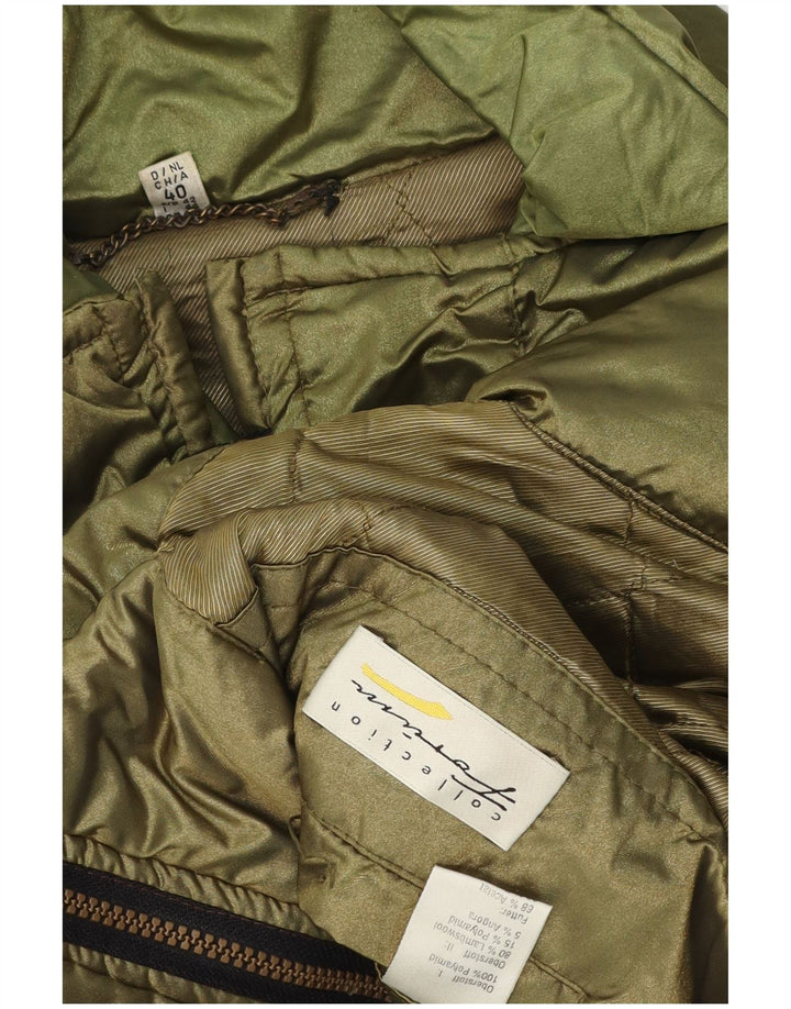 Palton căptușit vintage pentru femei, cu o formă lejeră, IT 44, verde mediu, color block