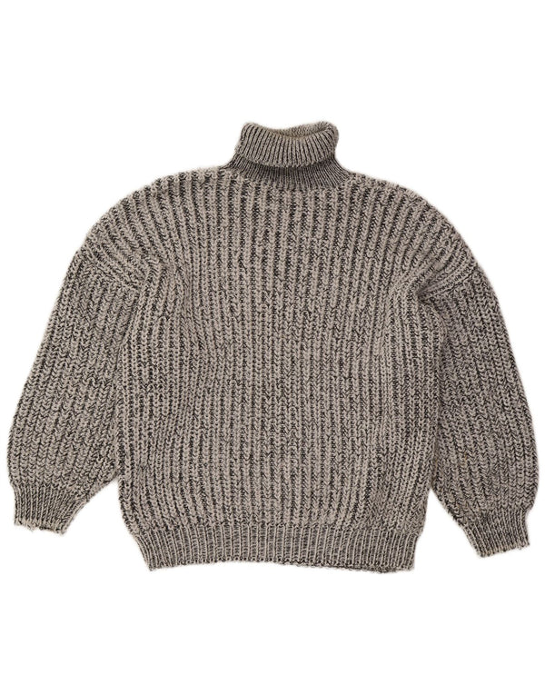 Pulover vintage cu gât rulat pentru femei UK 16, mare, cu dungi gri