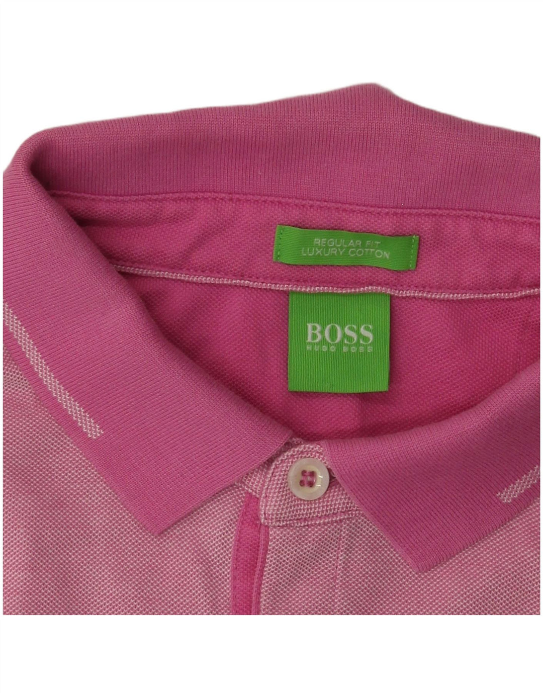 Cămașă polo Hugo Boss pentru bărbați, cu formă normală, din bumbac cu pete roz mediu