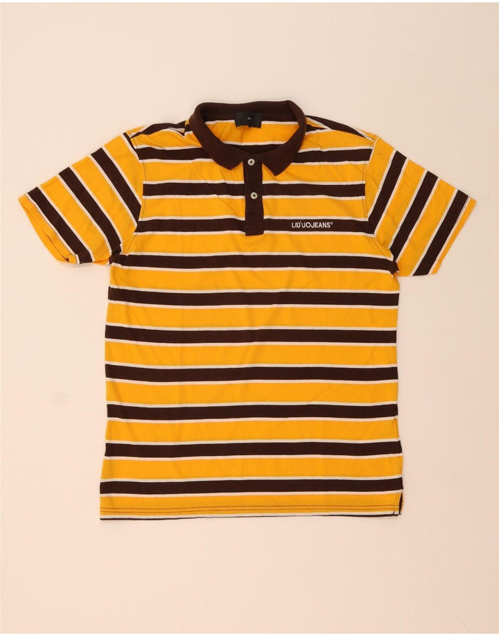 Tricou polo pentru bărbați Liu Jo, bumbac cu dungi galbene medii